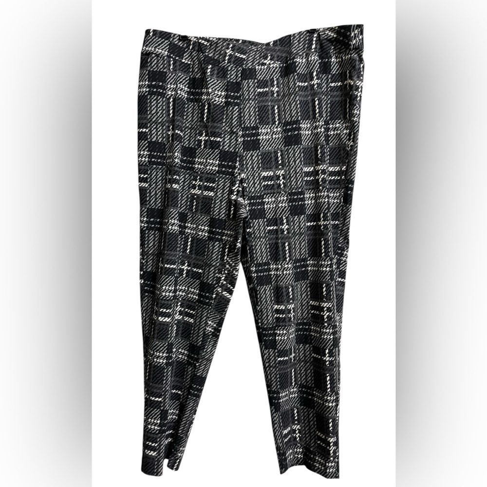 Avenue Studio Black Gray White Jemma Check Pull On Pants Size 24 - Picture 2 of 6